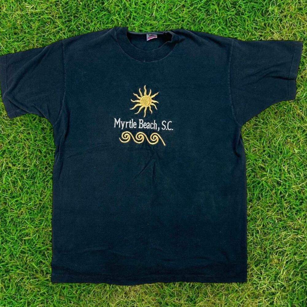 Vintage 90’s Myrtle Beach SC souvenir black tshirt fruit of the loop XL - Picture 1 of 7
